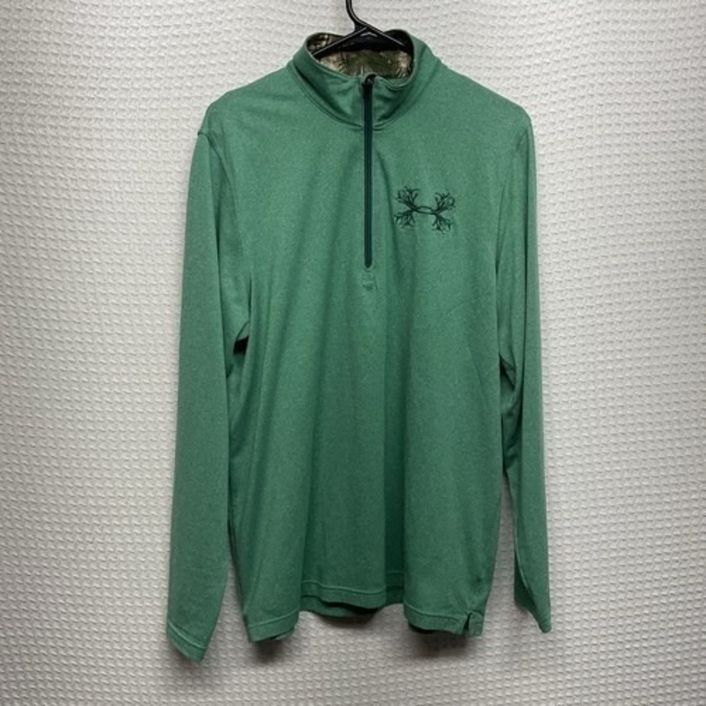 NWOT Under Armour Loose HeatGear Green1/4 Zip Long Sleeve T-Shirt Men L Malaysia